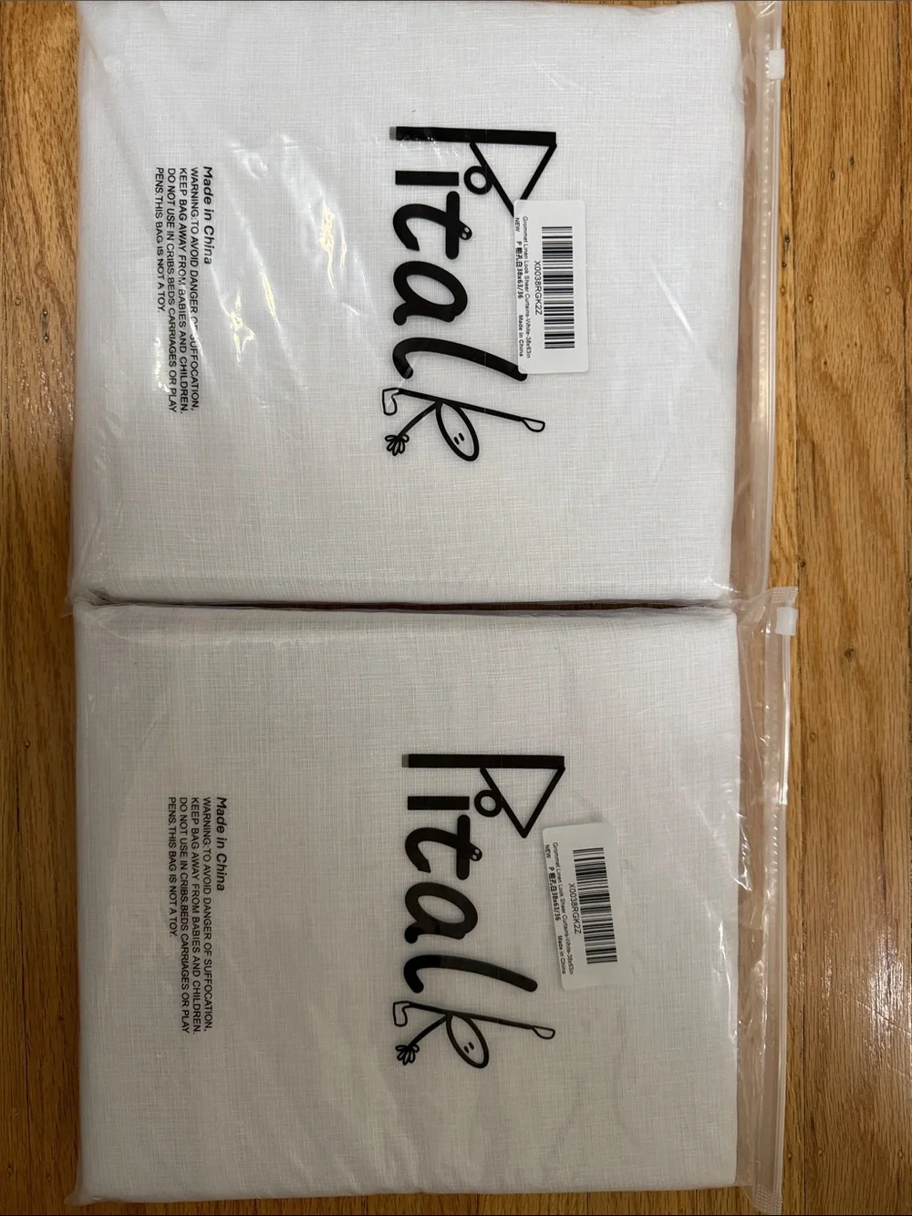 Aital White Linen-Look Curtains - Set of 2